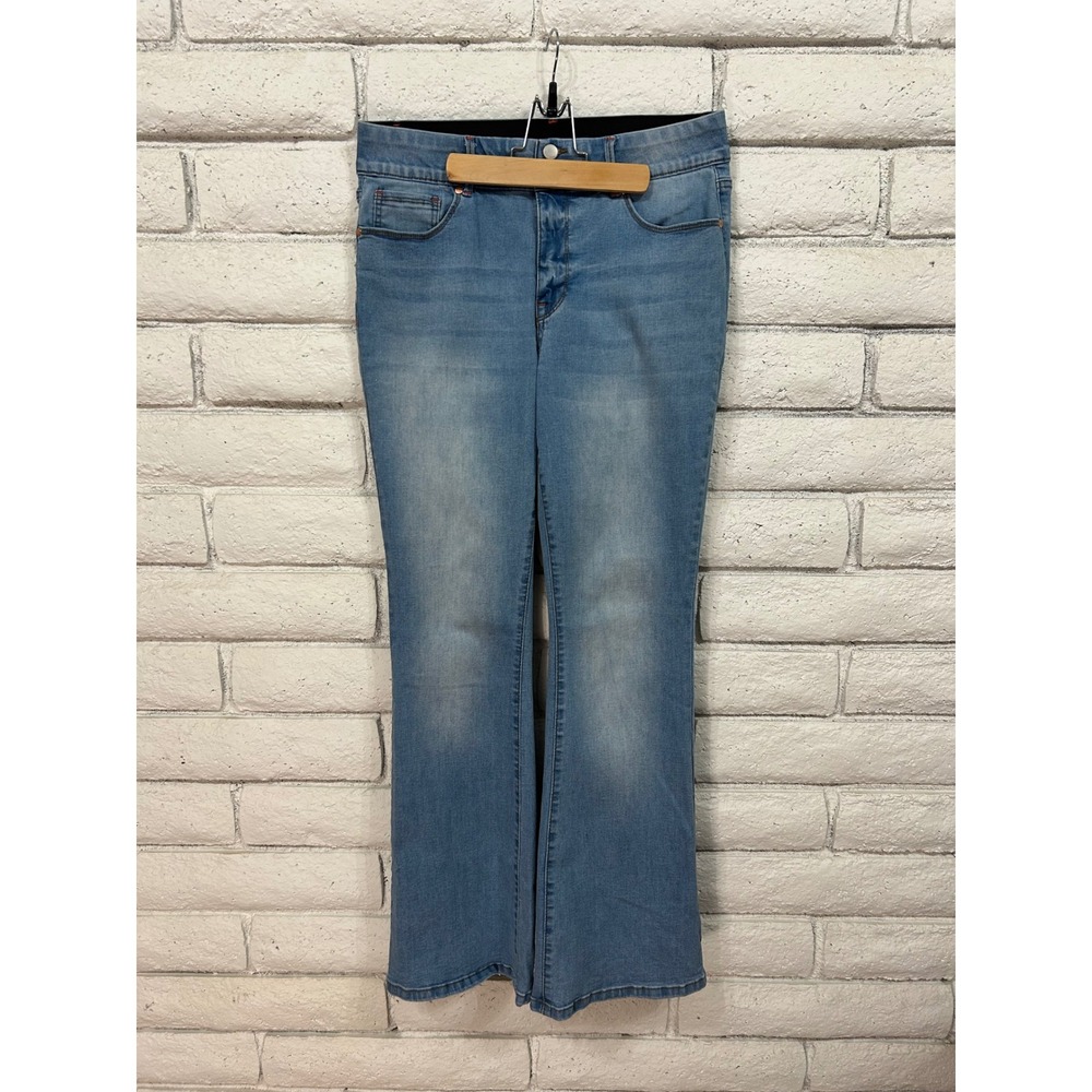 Indigo Poppy Womens Bootcut Jeans Medium Wash High Rise Elastic Waist Size 12
